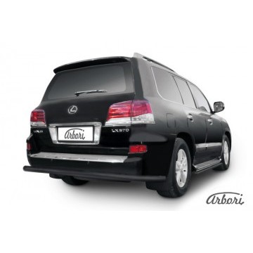 Защита заднего бампера d76 радиусная Arbori черн. для Lexus LX570 2012-2015