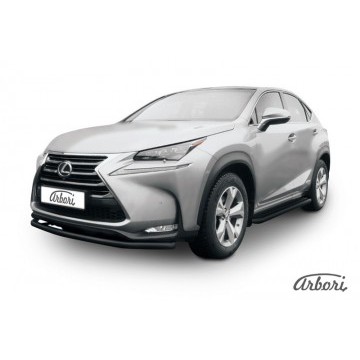 Защита переднего бампера d57 радиусная Arbori черн. для LEXUS NX 2014-2017