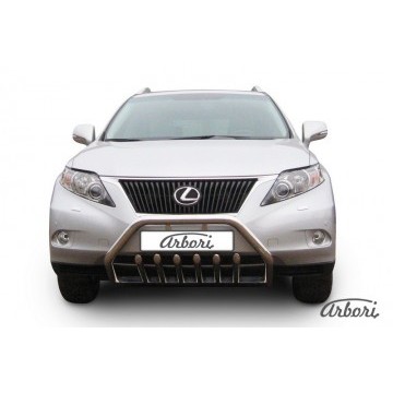 Кенгурятник d57 низкий с защитой картера Arbori нерж. сталь для Lexus RX350 2009-2012