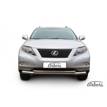 Защита переднего бампера d76+d57 двойная Arbori нерж. сталь для Lexus RX350 2009-2012
