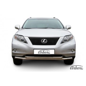 Защита переднего бампера d57+d57 двойная Arbori нерж. сталь для Lexus RX350 2009-2012
