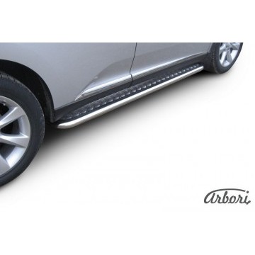 Защита порогов d57 с листом Arbori нерж. сталь для Lexus RX350 2009-2012
