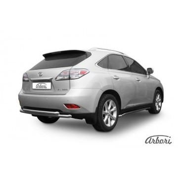 Защита заднего бампера d57+d57 двойная Arbori нерж. сталь для Lexus RX350 2009-2012