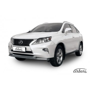 Защита переднего бампера d57+d57 двойная Arbori нерж. сталь для Lexus RX350/RX-270 2012-2015