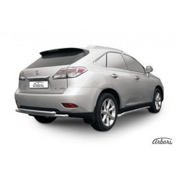 Защита заднего бампера d57+d57 двойная  Arbori нерж. сталь для Lexus RX350/RX-270 2012-2015