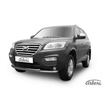 Защита переднего бампера D60+D60  X60 2011 Arbori нерж. сталь для LIFAN X60 2015-нв