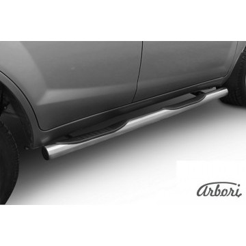 Защита порогов  d76 с проступями X60 2011  Arbori нерж. сталь для LIFAN X60 2015-нв
