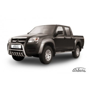 Кенгурятник d57 низкий c защитой картера Arbori нерж. сталь для Mazda BT-50 2006-2011