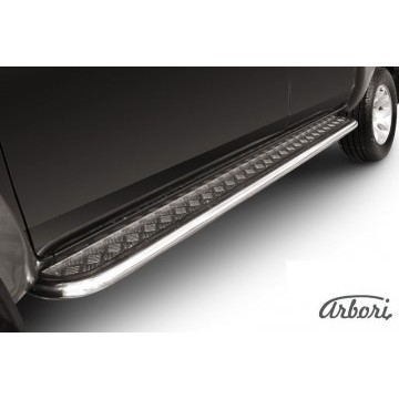 Защита порогов d57 с листом Arbori нерж. сталь для Mazda BT-50 2006-2011