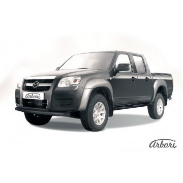 Защита переднего бампера d76+d57 двойная Arbori черн. для Mazda BT-50 2006-2011