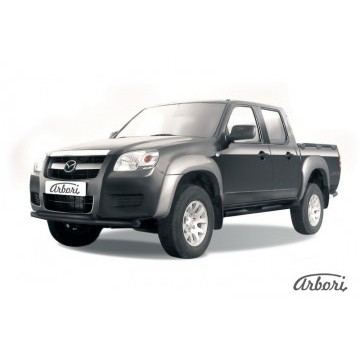 Защита переднего бампера d57+d57 двойная Arbori черн. для Mazda BT-50 2006-2011