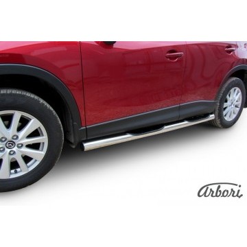 Защита порогов d76 с проступями Arbori нерж. сталь для MAZDA CX-5 2015-2017
