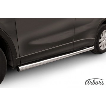 Защита порогов d76 труба Arbori нерж. сталь для MAZDA CX-5 2015-2017