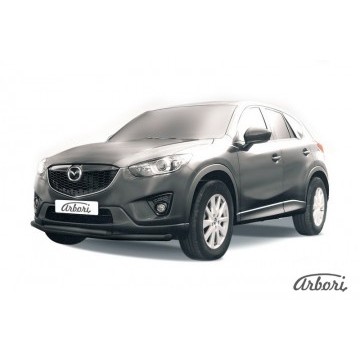 Защита переднего бампера d57+d42 двойная Arbori черн. для MAZDA CX-5 2015-2017