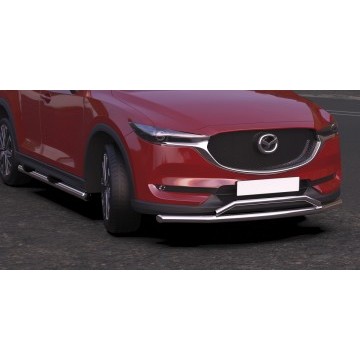 Защита переднего бампера d57+d32 двойная Arbori нерж. сталь для MAZDA CX-5 2017-нв