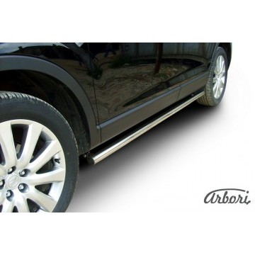 Защита порогов d57 труба Arbori нерж. сталь для Mazda CX-9 2007-2012