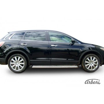 Защита порогов d57 с листом Arbori нерж. сталь для Mazda CX-9 2007-2012