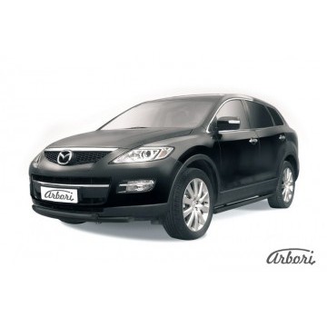 Защита переднего бампера d57+d57 двойная Arbori черн. для Mazda CX-9 2007-2012