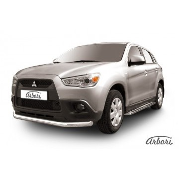 Защита переднего бампера d76 Arbori нерж. сталь для Mitsubishi ASX 2015-2018