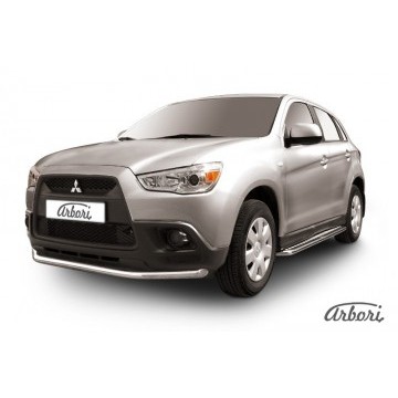 Защита переднего бампера d57 Arbori нерж. сталь для Mitsubishi ASX 2015-2018
