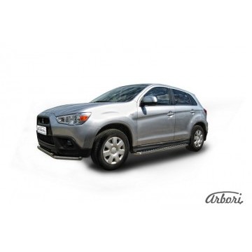 Защита порогов d42 с листом Arbori нерж. сталь для Mitsubishi ASX 2015-2018