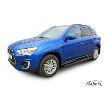 Комплект алюминиевых порогов Arbori Optima Black 1700 для MITSUBISHI ASX 2014-нв