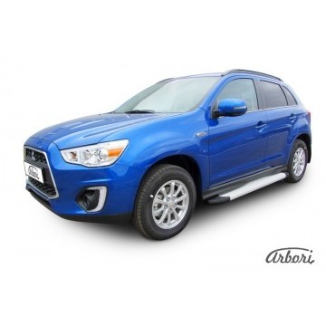 Комплект алюминиевых порогов Arbori Optima Silver 1700 для MITSUBISHI ASX 2014-нв