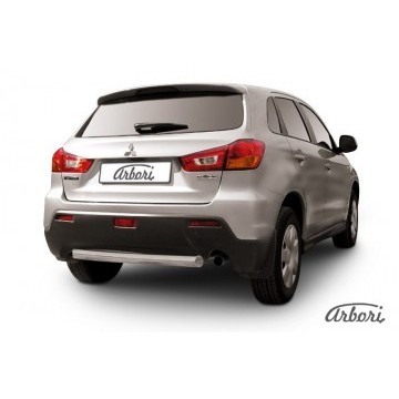 Защита заднего бампера d76 короткая Arbori нерж. сталь для Mitsubishi ASX 2015-2018