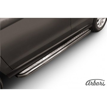Защита порогов d42 с листом усиленная Arbori нерж. сталь для MITSUBISHI ASX 2014-нв