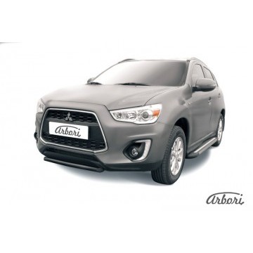 Защита переднего бампера d57 короткая Arbori черн. для MITSUBISHI ASX 2014-нв