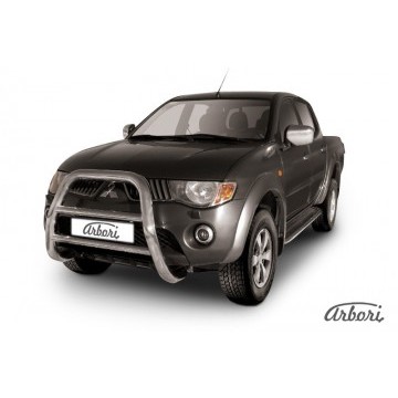Кенгурятник d76 высокий Arbori нерж. сталь для MITSUBISHI L200 2006-2015