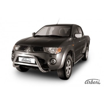 Кенгурятник d76 низкий Arbori нерж. сталь для MITSUBISHI L200 2006-2015