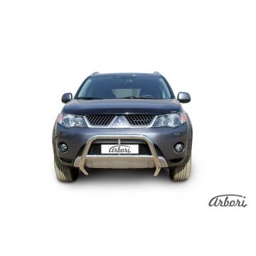 Кенгурятник d57 низкий  Arbori нерж. сталь для Mitsubishi OUTLANDER XL 2007-2009