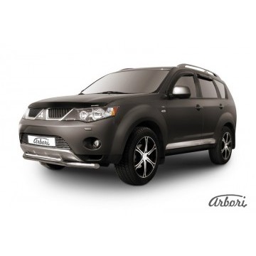 Защита переднего бампера d57+d42 двойная Arbori нерж. сталь для Mitsubishi OUTLANDER XL 2007-2009