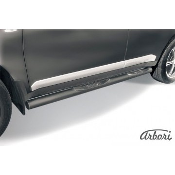 Защита порогов d76 с проступями Arbori черн. для Mitsubishi OUTLANDER XL 2007-2009