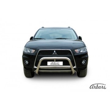 Кенгурятник d57 низкий  Arbori нерж. сталь для Mitsubishi OUTLANDER XL 2010-2012