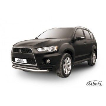 Защита переднего бампера d76 Arbori нерж. сталь для Mitsubishi OUTLANDER XL 2010-2012