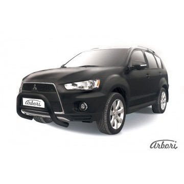 Кенгурятник d76 низкий Arbori черн. для Mitsubishi OUTLANDER XL 2010-2012