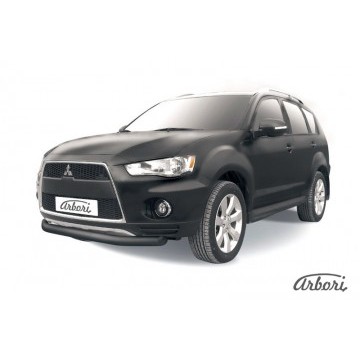 Защита переднего бампера d76 Arbori черн. для Mitsubishi OUTLANDER XL 2010-2012