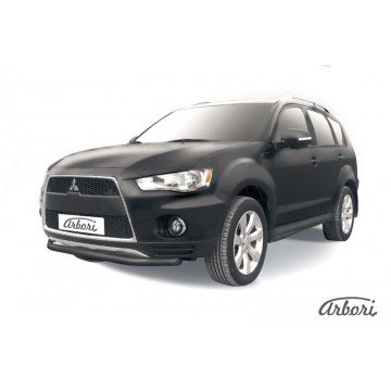Защита переднего бампера d57 Arbori черн. для Mitsubishi OUTLANDER XL 2010-2012