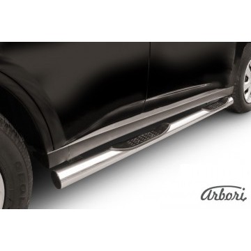Защита порогов d76 с проступями Arbori нерж. сталь для MITSUBISHI Outlander 2013-2014