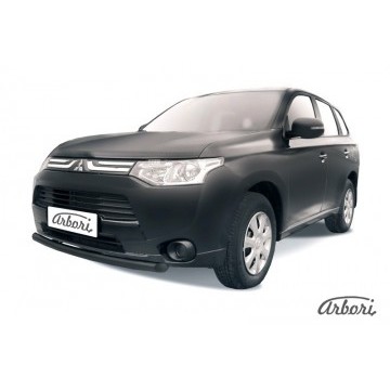 Защита переднего бампера d57 короткая Arbori черн. для MITSUBISHI Outlander 2013-2014