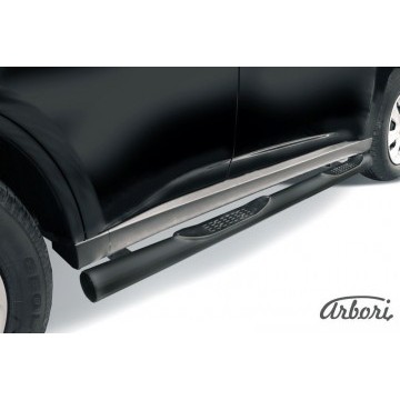 Защита порогов d76 с проступями Arbori черн. для MITSUBISHI Outlander 2013-2014