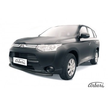 Защита переднего бампера d57 Arbori черн. для Mitsubishi OUTLANDER 2014-2015