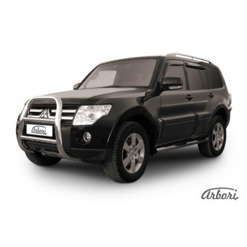 Кенгурятник d76 высокий Arbori нерж. сталь для Mitsubishi PAJERO IV 2014-нв