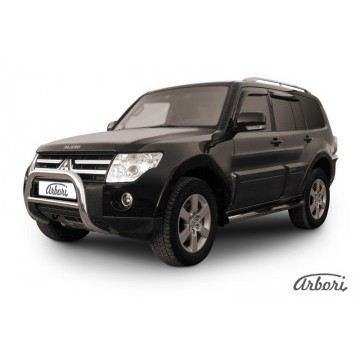 Кенгурятник d76 низкий Arbori нерж. сталь для Mitsubishi PAJERO IV 2014-нв
