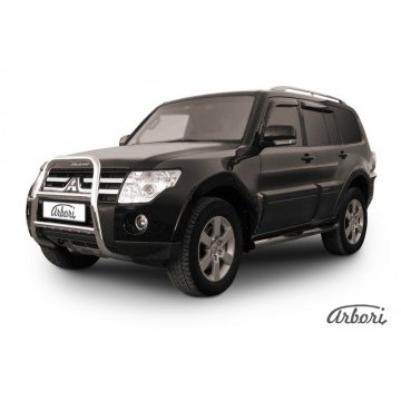 Кенгурятник d57 высокий  Arbori нерж. сталь для Mitsubishi PAJERO IV 2014-нв