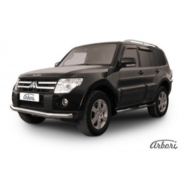 Защита переднего бампера d76 Arbori нерж. сталь для Mitsubishi PAJERO IV 2014-нв