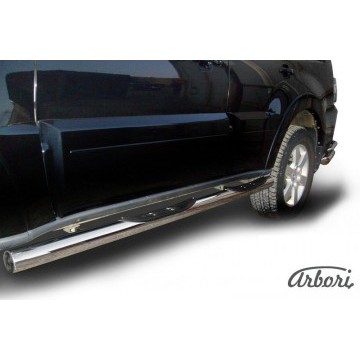Защита порогов d76 с проступями Arbori нерж. сталь для Mitsubishi PAJERO IV 2014-нв