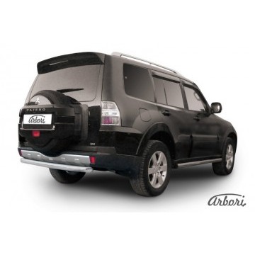 Защита заднего бампера d76 короткая Arbori нерж. сталь для Mitsubishi PAJERO IV 2014-нв